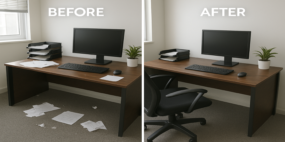 Before and after comparison for office cleaning